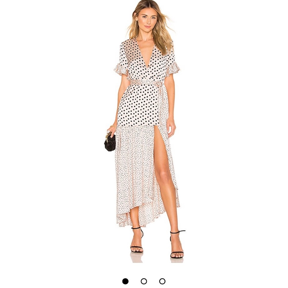 💖NWOT Gorgeous Privacy Please Solano Maxi Dress Polkadot Print XS Sash Lined💖 - Picture 7 of 14